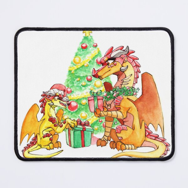 Item preview, Skywing dragons celebrating Christmas with gift exchange designed and sold by HBOriginalsArt.