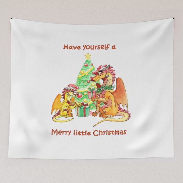Item preview, Skywing dragons celebrating Christmas with gift exchange designed and sold by HBOriginalsArt.
