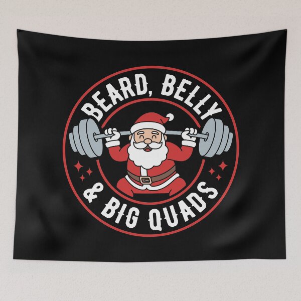 Item preview, Beard Belly and Big Quads – Santa Barbell Squat Christmas Leg Day Gym Design designed and sold by Brogress Project.