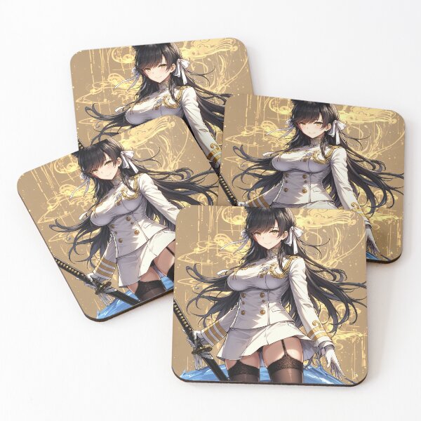 Item preview, Anime Atago Azur Lane Fox Girl Holding Katana in Gold Glow designed and sold by Raslbazola.