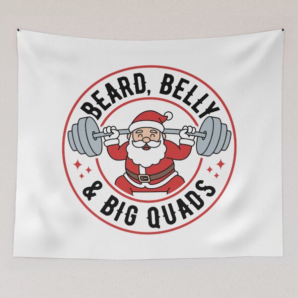 Item preview, Beard Belly and Big Quads – Santa Barbell Squat Christmas Leg Day Gym Design designed and sold by Brogress Project.