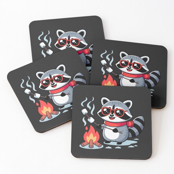 Item preview, Raccoon Marshmallow Time Cute Kawaii Winter Camping Design designed and sold by ColorSplash123.