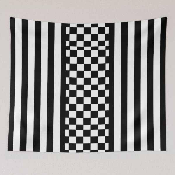 Item preview, Vertical Black and White Stripes and Checkers – Modern Pattern Design designed and sold by Cultradesign.