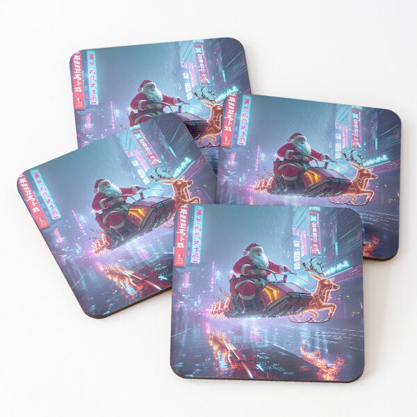 Item preview, Cyberpunk Santa in Neo-Tokyo — Futuristic Hover Sleigh and Neon City — Sci-Fi Christmas Art designed and sold by SmartyWonders.
