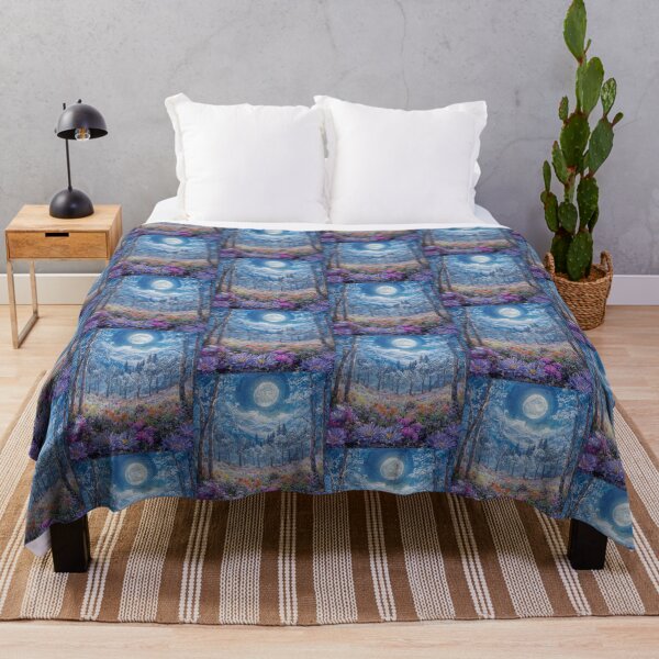 Item preview, Moon Over an Enchanted Forest I – Mystical Night Landscape, Fantasy Woodland Art designed and sold by LA Art.