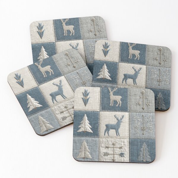 Item preview, Deer Patchwork - Abstract Blue grey And Cottage White designed and sold by scicilysimonee.