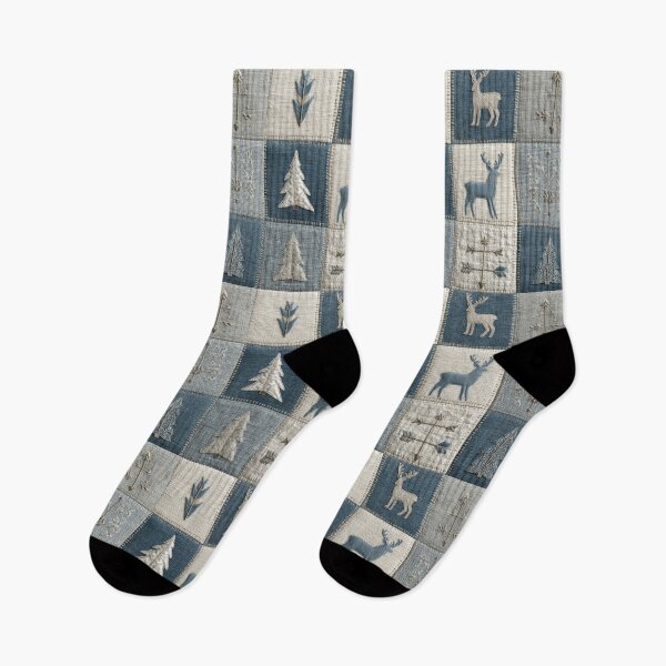 Item preview, Deer Patchwork - Abstract Blue grey And Cottage White designed and sold by scicilysimonee.