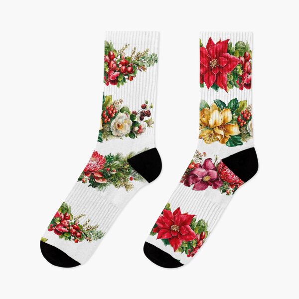 Item preview, Watercolor Poinsettia and Pine Christmas Clipart Collection designed and sold by Anastasiia Yurevych.