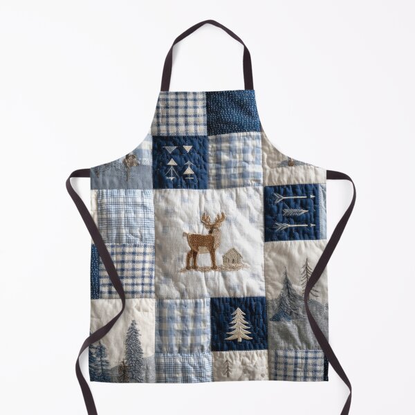 Item preview, Deer Patchwork Farmhouse Minimalist Blue grey Winter White designed and sold by scicilysimonee.