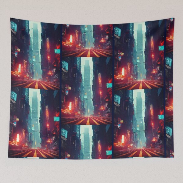 Item preview, New York Streets In Cyberpunk Style Oversized  designed and sold by BokharaVintage.