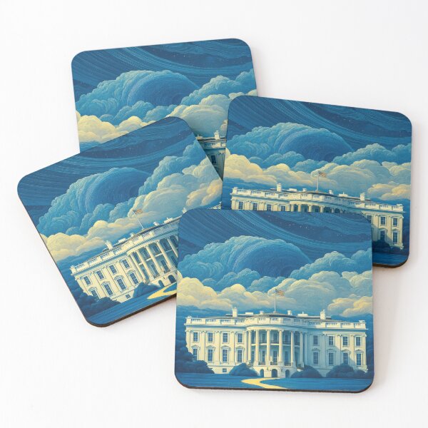 Item preview, USA white house colorful dreamy art painting designed and sold by ArtsyGlaze.