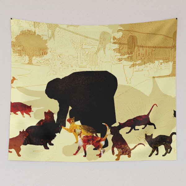 Item preview, Woman feeding cats designed and sold by Design4uStudio.