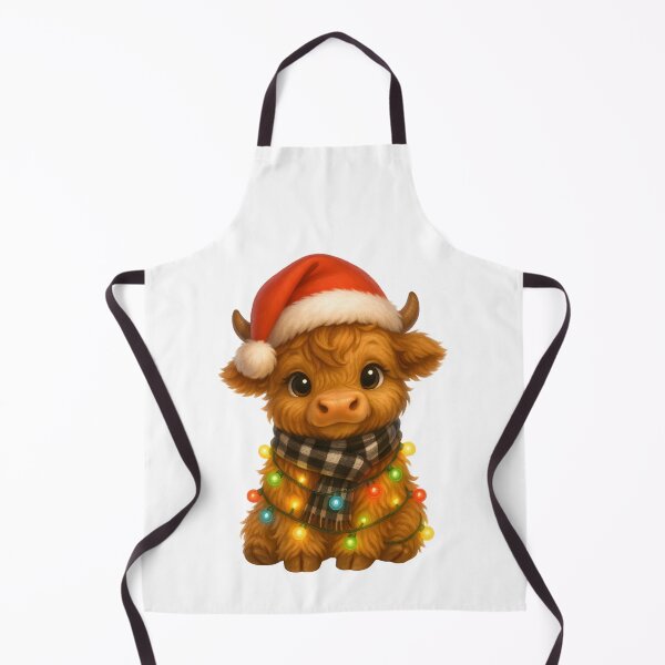 Item preview, Cute Christmas Highland Cow – Festive Holiday Cow with Lights and Santa Hat designed and sold by Sixtinebzh.