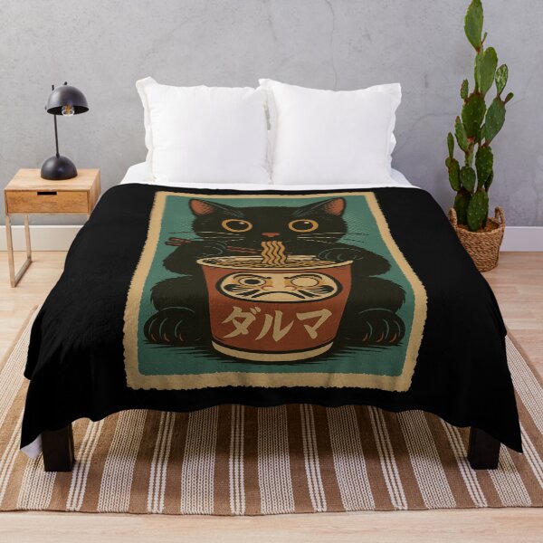 Item preview, Black Cat Ramen Daruma Cup Ramen Japanese Vintage Style Art designed and sold by Damcoc.