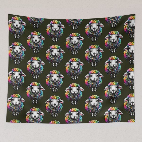 Item preview, watercolour splash colourful sheep Oversized  designed and sold by CuTeesdes.