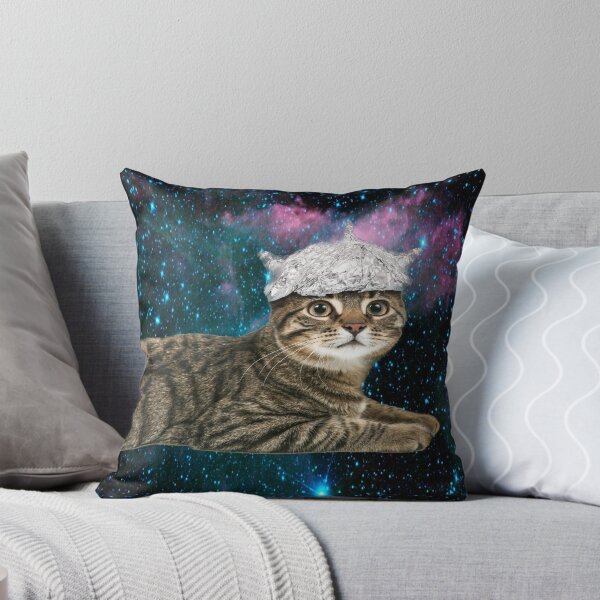 Item preview, Tin Foil Hat Cat in Space Conspiracy Theory Funny Kitty designed and sold by funnytshirtemp.