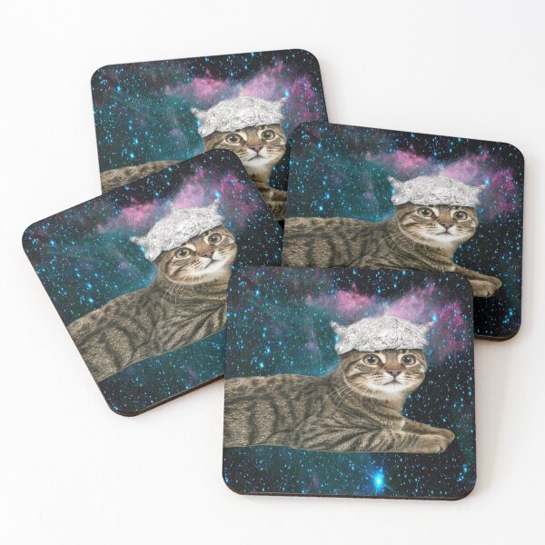 Item preview, Tin Foil Hat Cat in Space Conspiracy Theory Funny Kitty designed and sold by funnytshirtemp.