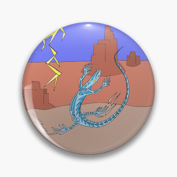 Item preview, One Colorful Lizard Mesa Celebration in a Desert Lightning Storm Circle Die Cut designed and sold by JoyousArt4u.