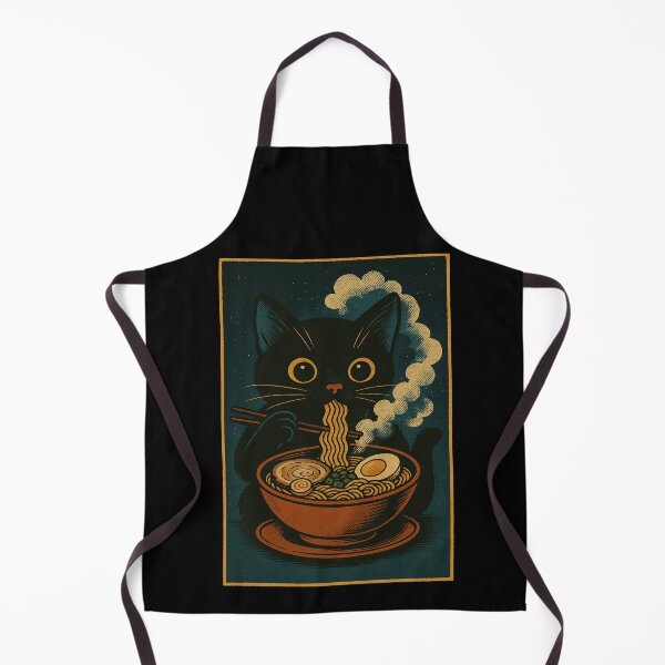 Item preview, Black Cat Ramen Tonkotsu Night Steam Japanese Vintage Style Art designed and sold by Damcoc.