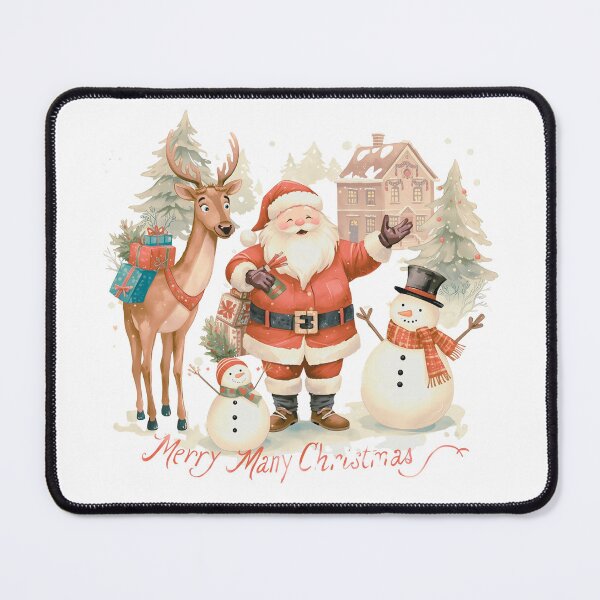 Item preview, Christmas tree decorations, Santa Claus with gifts, snowman in the snow, Christmas gift boxes designed and sold by PWDigitalArt.