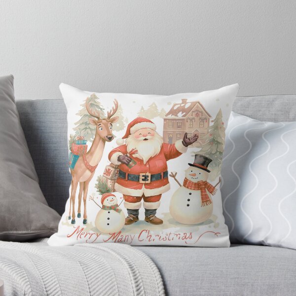 Item preview, Christmas tree decorations, Santa Claus with gifts, snowman in the snow, Christmas gift boxes designed and sold by PWDigitalArt.