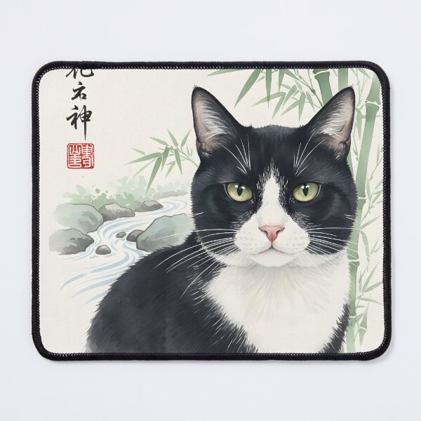 Item preview, Zen Tuxedo Cat by Stream and Japanese Bamboo designed and sold by logicfun.