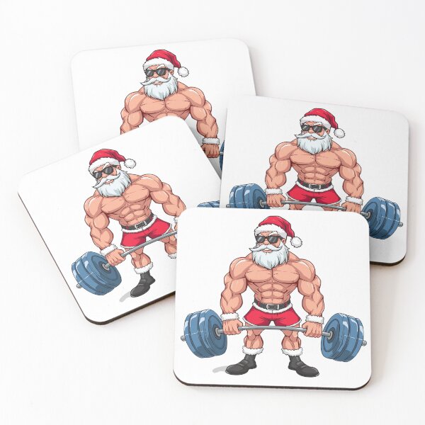 Item preview, Muscular Santa Claus Deadlift Cartoon – Strong Fitness Santa Bodybuilder Illustration designed and sold by PixelVibe782.