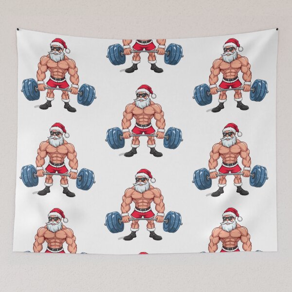 Item preview, Muscular Santa Claus Deadlift Cartoon – Strong Fitness Santa Bodybuilder Illustration designed and sold by PixelVibe782.