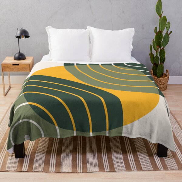 Item preview, Midcentury Modern Geometric Rainbow Sun Abstract in Sage Pine Green designed and sold by nineFlorals.