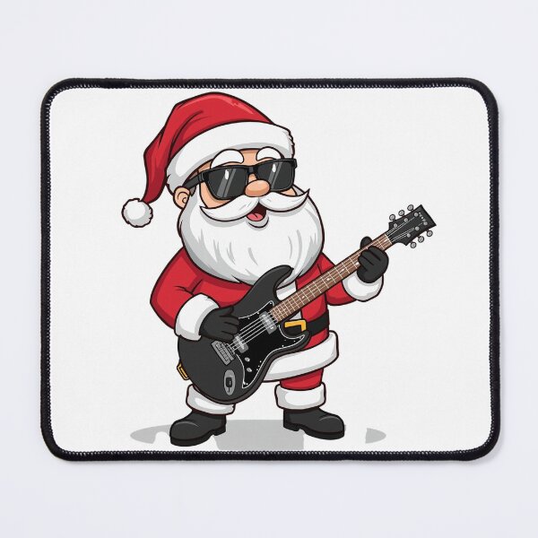 Item preview, Rockstar Santa Claus Cartoon – Cool Santa Playing Electric Guitar Illustration designed and sold by PixelVibe782.