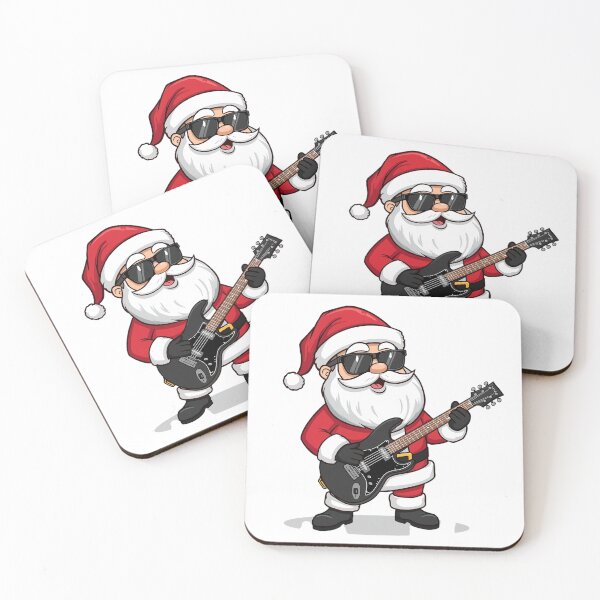 Item preview, Rockstar Santa Claus Cartoon – Cool Santa Playing Electric Guitar Illustration designed and sold by PixelVibe782.