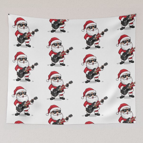 Item preview, Rockstar Santa Claus Cartoon – Cool Santa Playing Electric Guitar Illustration designed and sold by PixelVibe782.