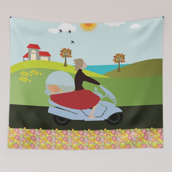 Item preview, A woman on a motorcycle designed and sold by Design4uStudio.