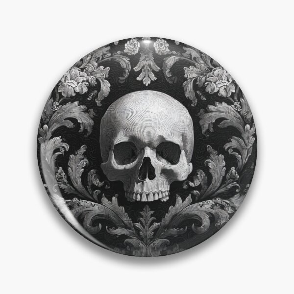Item preview, Skull Damask Floral Goth Branches Pattern designed and sold by GrinGalore.