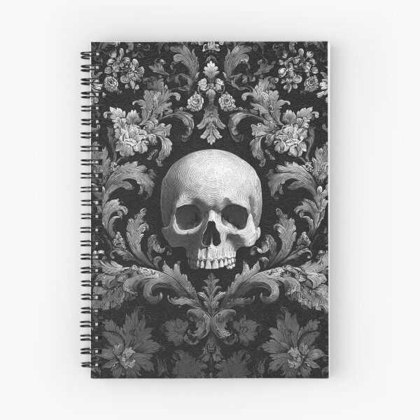 Item preview, Skull Damask Floral Goth Branches Pattern designed and sold by GrinGalore.