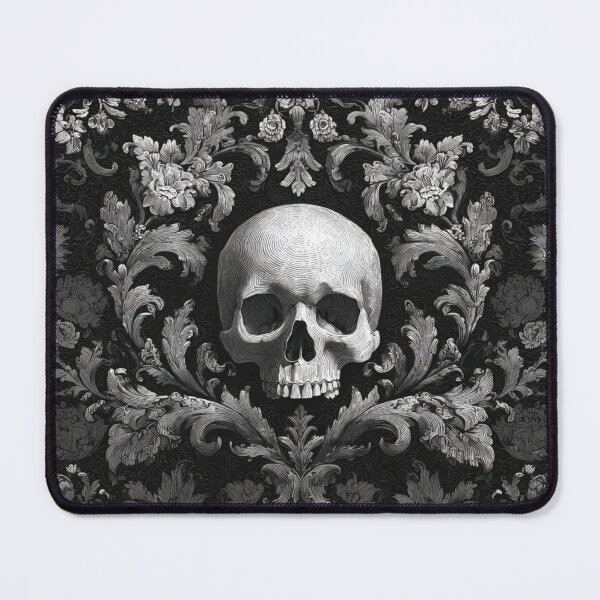 Item preview, Skull Damask Floral Goth Branches Pattern designed and sold by GrinGalore.