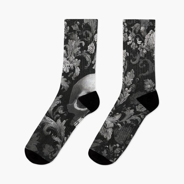Item preview, Skull Damask Floral Goth Branches Pattern designed and sold by GrinGalore.