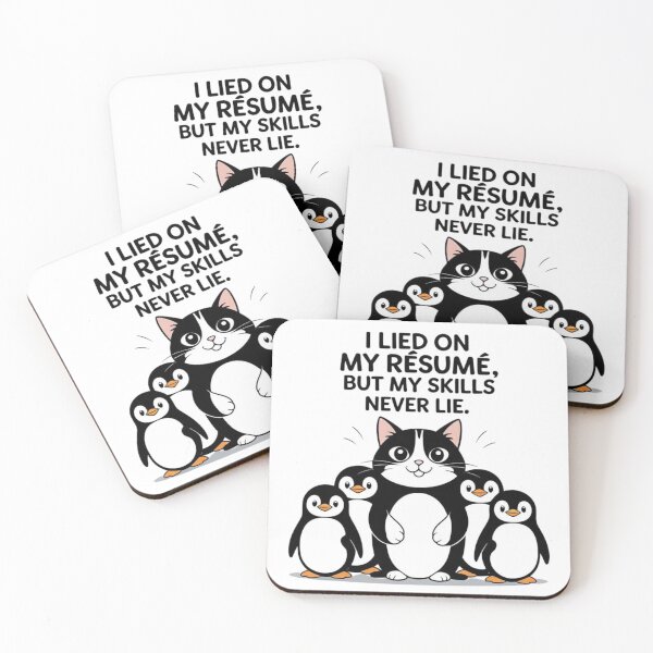 Item preview, I Lied on My Résumé But My Skills Never Lie – Cat & Penguins Funny Design designed and sold by LOLbySA.