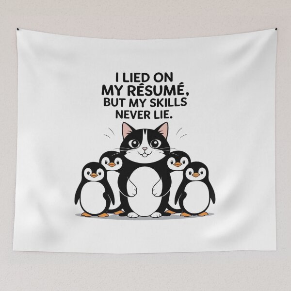 Item preview, I Lied on My Résumé But My Skills Never Lie – Cat & Penguins Funny Design designed and sold by LOLbySA.