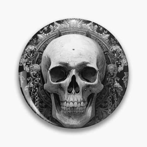 Item preview, Skull Damask Chain Floral Goth Branches Pattern designed and sold by GrinGalore.