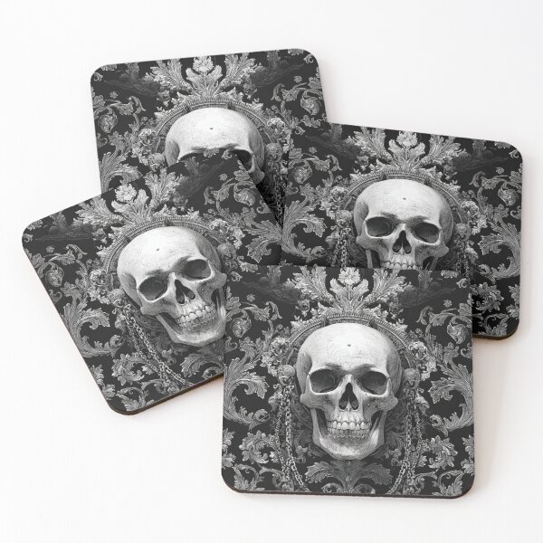 Item preview, Skull Damask Chain Floral Goth Branches Pattern designed and sold by GrinGalore.