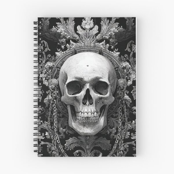Item preview, Skull Damask Chain Floral Goth Branches Pattern designed and sold by GrinGalore.