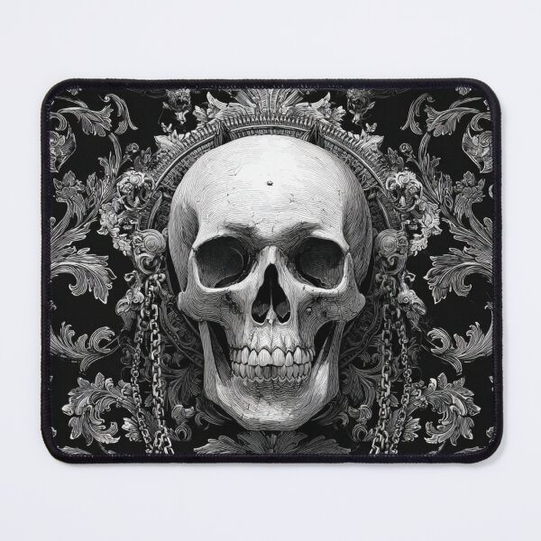 Item preview, Skull Damask Chain Floral Goth Branches Pattern designed and sold by GrinGalore.