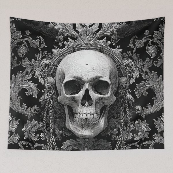 Item preview, Skull Damask Chain Floral Goth Branches Pattern designed and sold by GrinGalore.