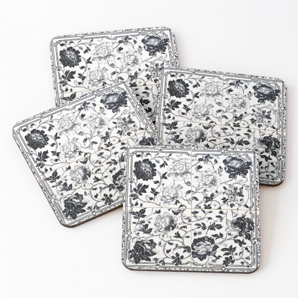 Item preview, Royal Delft Black Flower Pattern designed and sold by GrinGalore.