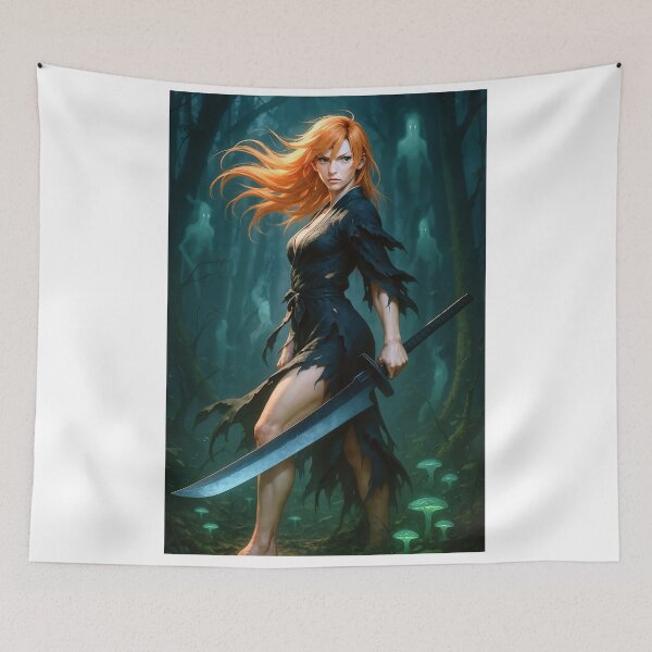 Item preview, Redhead with sword haunted forest   designed and sold by CathryneDelamort.