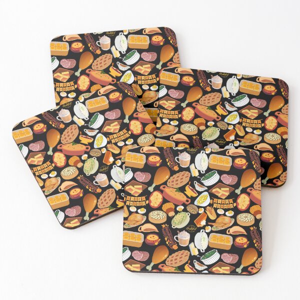 Item preview, Black Thanksgiving Feast Pattern — Cozy Autumn Food & Holiday Dinner Design designed and sold by StudioSamanthaa.