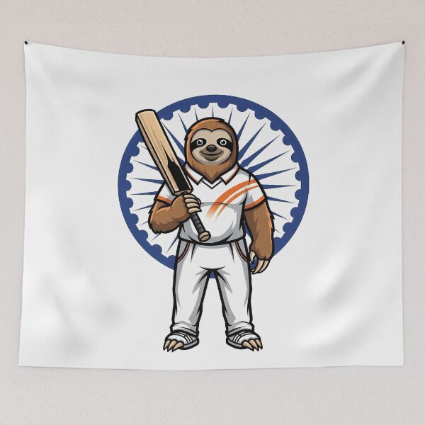 Item preview, Sloth Cricket Player India Mascot designed and sold by k3rstman1.
