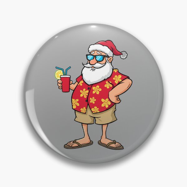 Item preview, Vacation Santa Claus Cartoon – Funny Tropical Santa with Drink Illustration designed and sold by PixelVibe782.