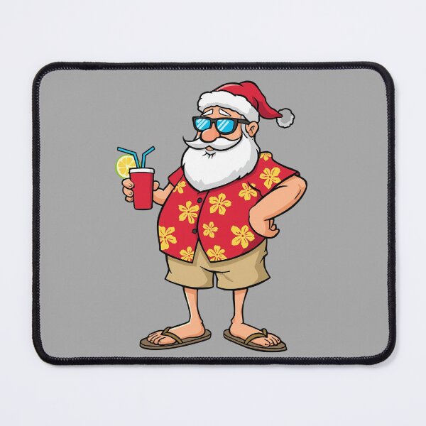 Item preview, Vacation Santa Claus Cartoon – Funny Tropical Santa with Drink Illustration designed and sold by PixelVibe782.